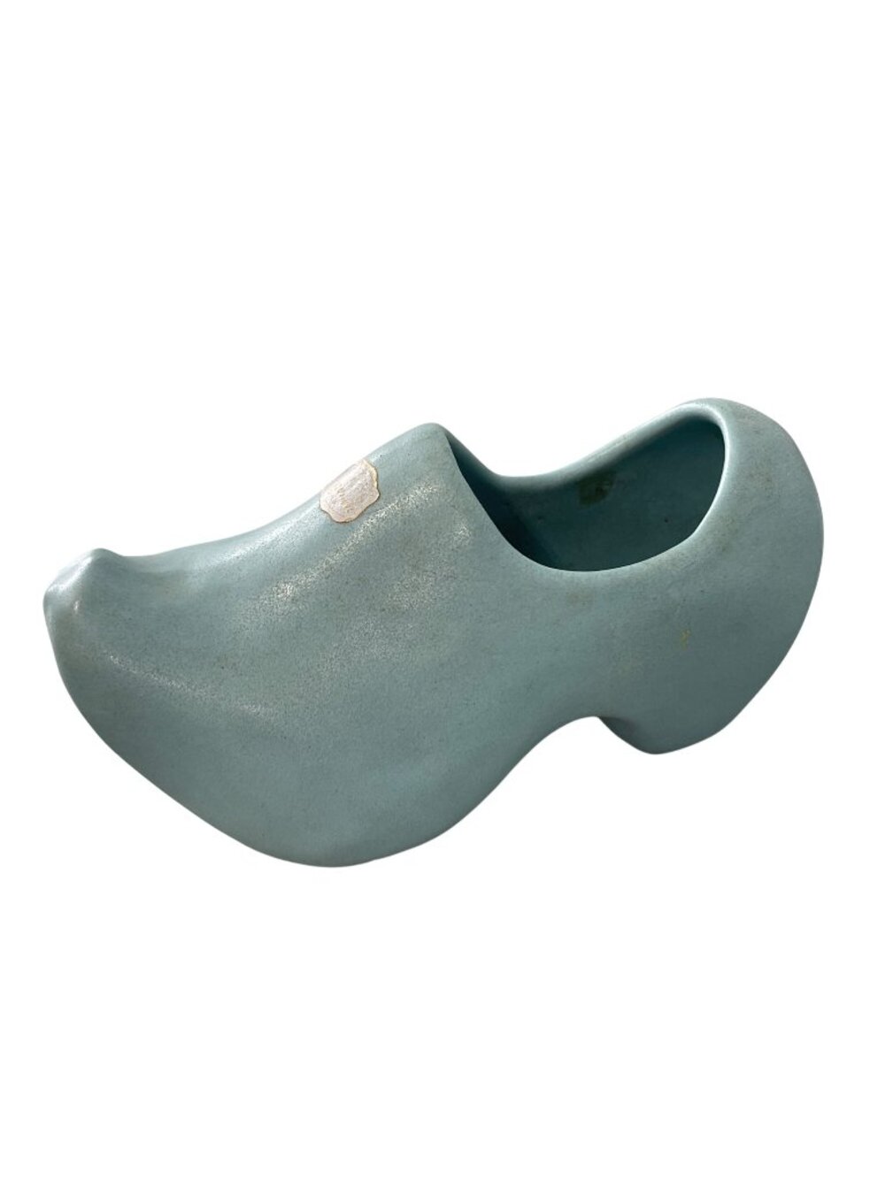 Vintage Rosemeade Stamped Ceramic Shoe Planter Clog Aqua Blue 6" Collectible